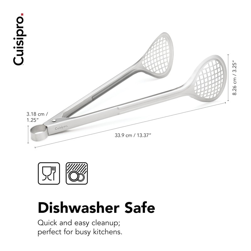 Cuisipro Stainless Steel Wide Grill/Fry Tongs, 12-Inch