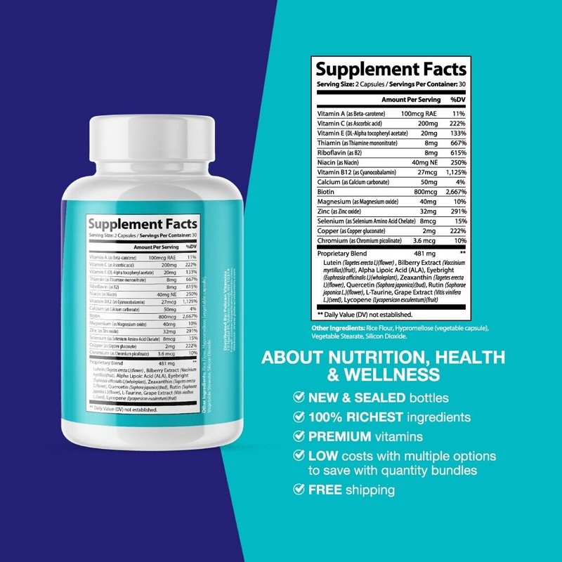 Pelican Vitamins Sight Care- Eye Support- 2 Bottles- 120 Capsules