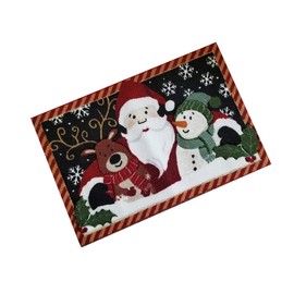 St. Nicholas Square Three Friends Christmas Rug Snowman, Santa Claus, Reindeer
