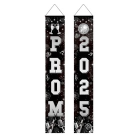Prom 2025 Graduation Door Banner, Porch Welcome Signs Class of 2025 for Door Decor, College High School Graduation Party Supplies Decorations