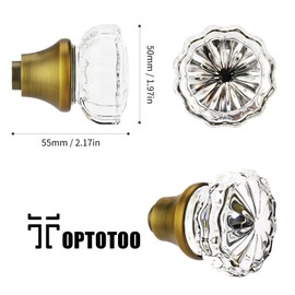 ToPToToo Glass Door Knobs Interior, Old Style Door Knob Replacement, Vintage Crystal Door Knobs, Antique Mortise Door Knobs, Antique Brass Finish