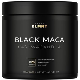 40x Strength Organic Black Maca Root w. Ashwagandha - #1 Highest Potency Black Maca Root Capsules for Men Supplement 40:1 Extract - 100% Pure Maca Peruana Gelatinized Maca Root Powder Pills