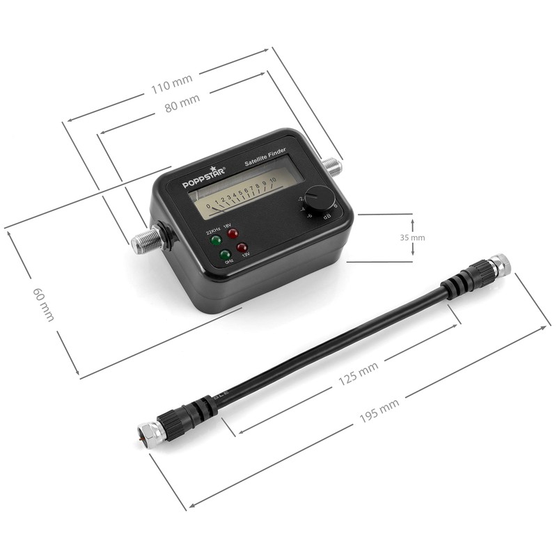 Poppstar Satfinder Satellite Finder Meter Analogue Satellite Bowl Accurately Aligning