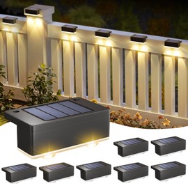 ASOMST Solar Deck Light, 8 Packs LED Solar Step Lights Outdoor Waterproof, Solar-Powered Fence Lighting 3 Color Modes for Stairs Yard Garden Pathway