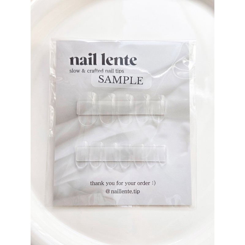 Sample tip for handmade nail tip size measurement Nail Lente