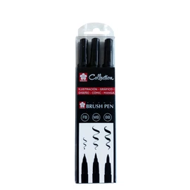 SAKURA PIGMA BRUSH PEN SET 3 MARKERS FB-MB-BB Black