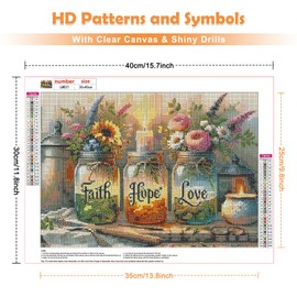 MOGTAA Diamond Painting Adult Faith Love Hope 5D Beach Diamond Painting Pictures Adults Beginners DIY Full Drill Diamond Painting Pictures for Home Wall Decor 30 x 40 cm