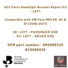 ACC Parts Headlight Bracket Repair Kit Compatible with VW Polo