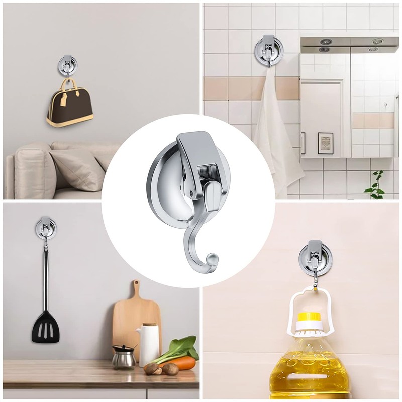 2 Pack Suction Hooks, Vacuum Suction Cup Hooks Powerful Push