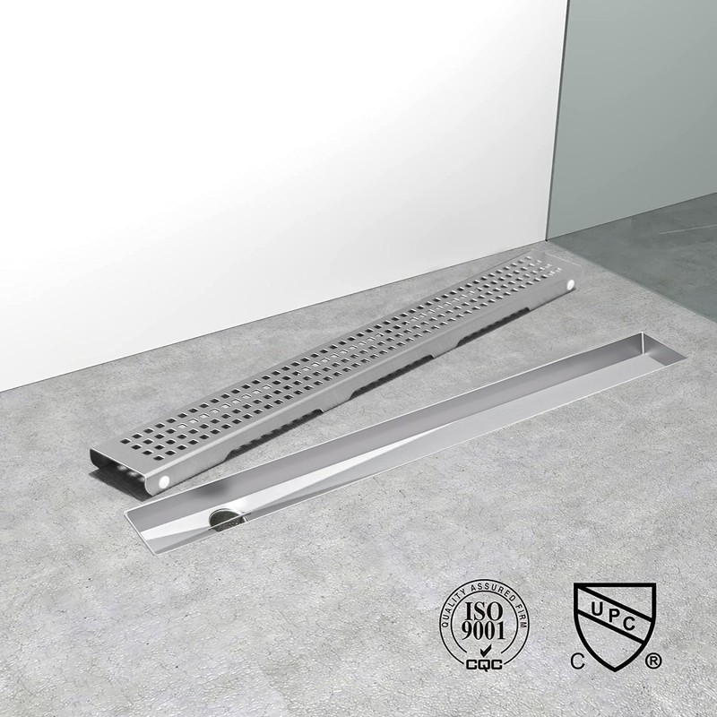 Elefloom Offset Linear Shower Drain, Shower Drain 60 inch with