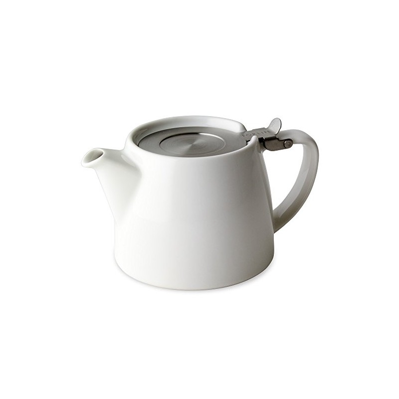 FORLIFE Stump Teapot with SLS Lid and Infuser, 18-Ounce, White