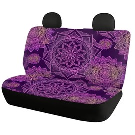 INSTANTARTS Purple Mandala Car Seat Covers 4 Piece Set Front and Rear Seat Trim Covers Washable Cushion Protectors Women's Auto Accessories