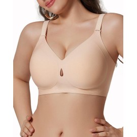 YARNAXA Wireless Full Coverage Bras for Women Seamless Push Up Bralettes No Underwire Comfortable Supportive Everyday Bra Beige