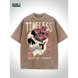 100% Cotton Washed T Shirt Men's Festival Gift American Trend Daily OutfitColor: Brown, Size: S