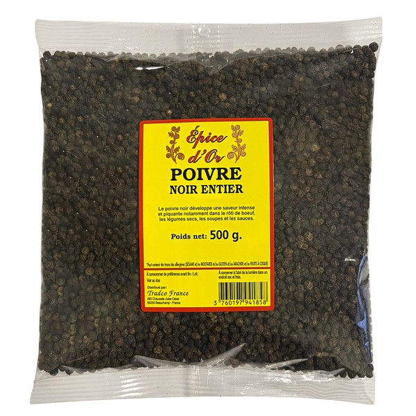 Whole Black Pepper 500 g – Gold Spice, 100% Natural, Grain, Vegan, No Additives or Preservatives for Authentic Flavour