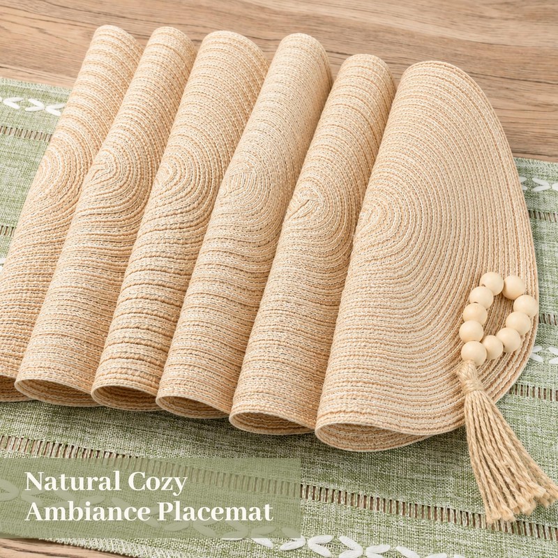 Boho Table Runner and Placemats Set of 6, Modern Farmhouse