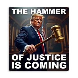 Hammer of Justice Trump Funny Sticker Decal Notebook Car Laptop 5.5"