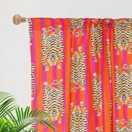 INDACORIFY Cortina con Estampado de Tigre, Estilo Bohemio Indio, de algodón, Juego de 2 Paneles Extra Largos para Sala de Estar, Puerta y Ventana (Multicolor, 101.6x228.6)