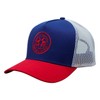 Bexxwell Trucker Cap Blue/White/Red with Logo Patch (Optimal Fit, Cap,