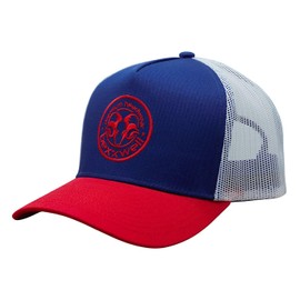 Bexxwell Trucker Cap Blue/White/Red with Logo Patch (Optimal Fit, Cap, Blue, Red, Trucker Cap, Logo, Cap, Unisex), blue