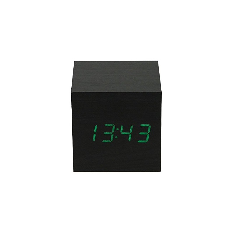 Yopih Ultra Modern Wooden LED Digital Alarm Cube Clock Thermometer