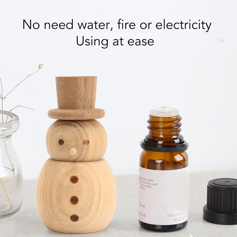 Wood Aromatherapy Diffuser Snowman Shape Portable Waterless Fireless Essential Oil