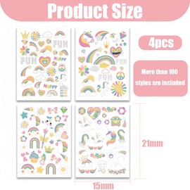Unicorn Tattoos for Kids, 118+ Skin Friendly Tattoos for Girls, Waterproof Kids Tattoo Stickers, Unicorn Birthday Party Packs, Unicorn Gifts for Girls, School Cone Fillers for Girls