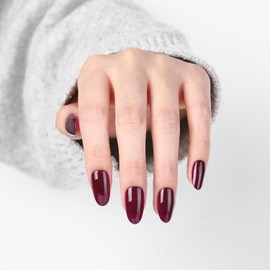 Press-On Nails Kit, 30 Soft Acrylic Nails in 15 Sizes with Nail Glue, Sticky Tabs, Prep Tools & Reusable Case – Long-Lasting, Salon Look, Oval Plum