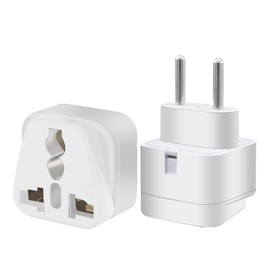 Strhowill (2pack) EU Plug 2 pin to 3 Hole a Variety of National Socket Travel Conversion Plugs,European Standard Plug Travel Adapter,2 Prong Plug to 3 Hole Socket for AUS/US/UK (White)