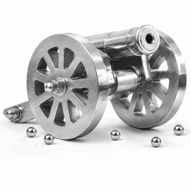 Mini Napoleon Cannon Model, 304 Stainless Steel & Wood, Vintage Desktop Ornament, Handcrafted Collection, Christmas Birthday Gift for Men (Full Stainless Steel)