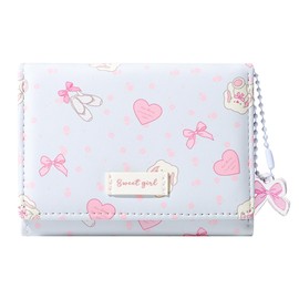 Sunwel Fashion Small Cute Wallets with Ballets Floral Bow Charm Card Holder ID Window for Women Girls