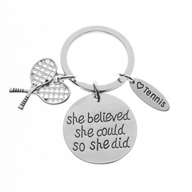 Infinity Collection Tennis Keychain, Girls She Believed She Could So She Did Tennis Jewelry, Tennis Accessories Tennis Player Gifts, Tennis Racket Keychain for Tennis Teams