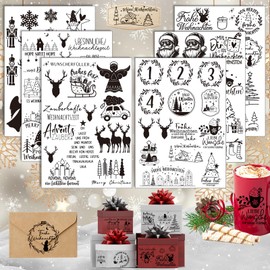 Aoiuenok Rub On Sticker, Pack of 6 A5 Rub On Stickers Christmas Rub On Foil Transfer Stickers for Furniture, Glass, Wood, Scrapbooking, DIY Crafts Decoration (Christmas)