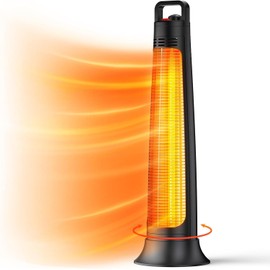 FLOWBREEZE Patio Heater, Portable Outdoor Heater, 1200W, 3S Instant Heating, Infrared Heater with 60°Oscillating, 180min Timer, Tip-over Protection, Super Quiet Electric Heater for Indoor Outdoor Use