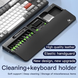 GK GAMAKAY 14.17'' Keyboard Wrist Rest Pad with Cleaning Tool Kit, ABS & Leather Hand Wrist Rest for 85% Mechanical Keyboard, Non-Slip Palm Pad for Comfortable Typing and Playing (Black-85%)