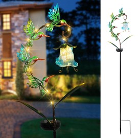 Bshine Solar Hummingbird Lights Outdoor Garden Decoration, Metal Stake Waterproof Hanging Flower Solar Lights, Yard Decoration Outdoor Terrace, Path and Art Lawn Ornaments