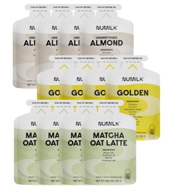 Numilk Pouches Variety 12-Pack (4 - Unsweetened Almond / 4 - Golden / 4 - Matcha Oat) - Creamy Plant-Based Milk in Seconds - Easy-to-Use with the Numilk Nut Milk Maker Machine - One Pouch Makes 32oz