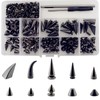 120 Sets Mixed Designs Metallic Black Bullet Spikes Kit for