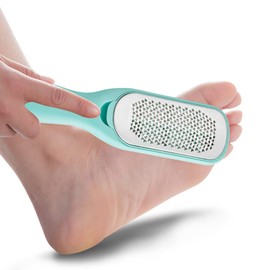 Healvian 1pc Double-sided Stainless Steel Callus Remover Foot File Pedicure Tool for Dead Skin Exfoliation Foot Care Scrubber for Dry Wet Use