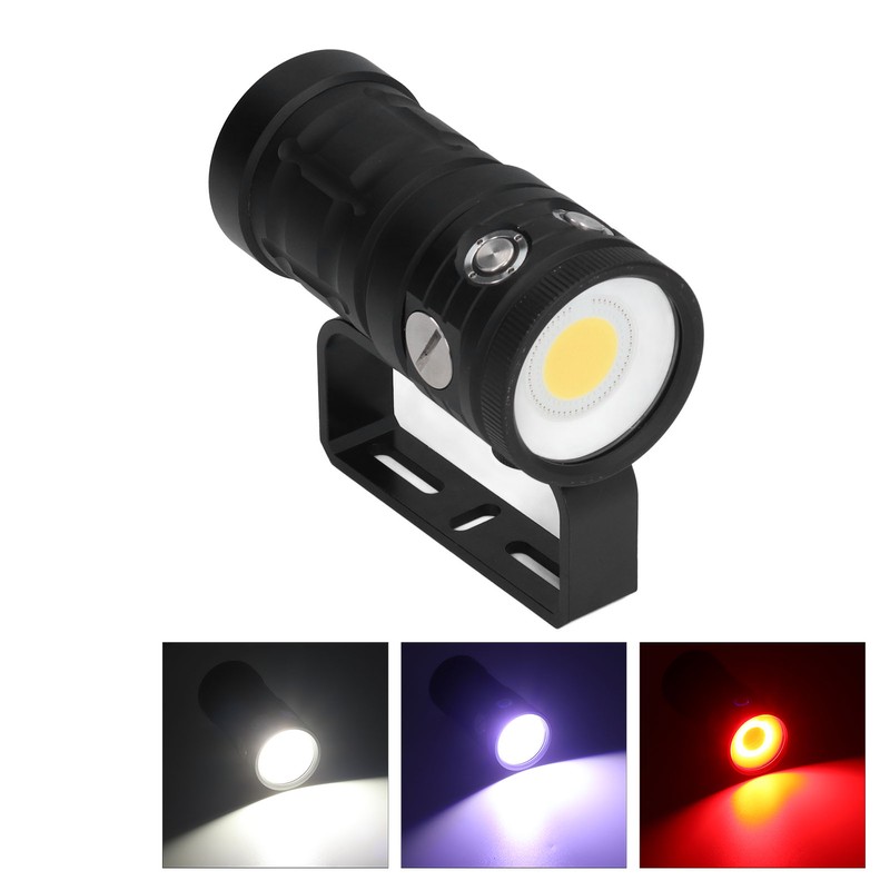 COB LED Diving Flashlight 100m Waterproof Underwater Torch with 3