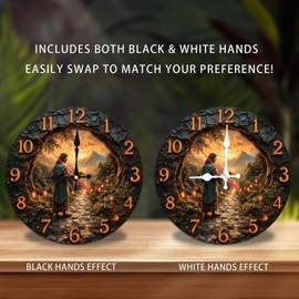 Lancholy Stone Pathway Jesus Wall Clock Religious Art Decor 10-Inch Wooden Wall Clock, Silent Movement, Battery Operated (AA Batteries Not Included), Artistic Home Decor, Perfect for Home Accents