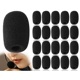 ZoeTekway Pack of 20 Black Pop Protection Headphones Microphone Foam Spit Protection Windscreen for Stage Performance Meetings (Height 40 mm)