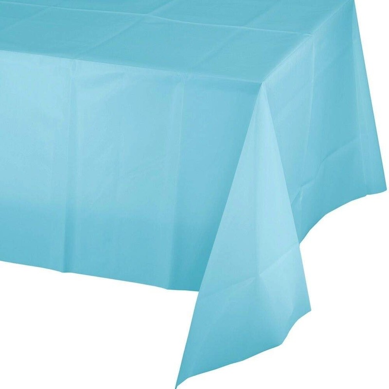 ROYAL7 3 Pack Light Blue, Rectangle Disposable Plastic Tablecloth for