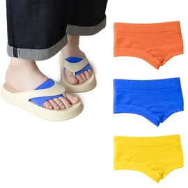 DsHome Women's 2 Toe Foot Cover Socks, 3 Pairs Set, No Toes, Pumps Socks, Non-slip, Orange + Blue + Yellow, Free size