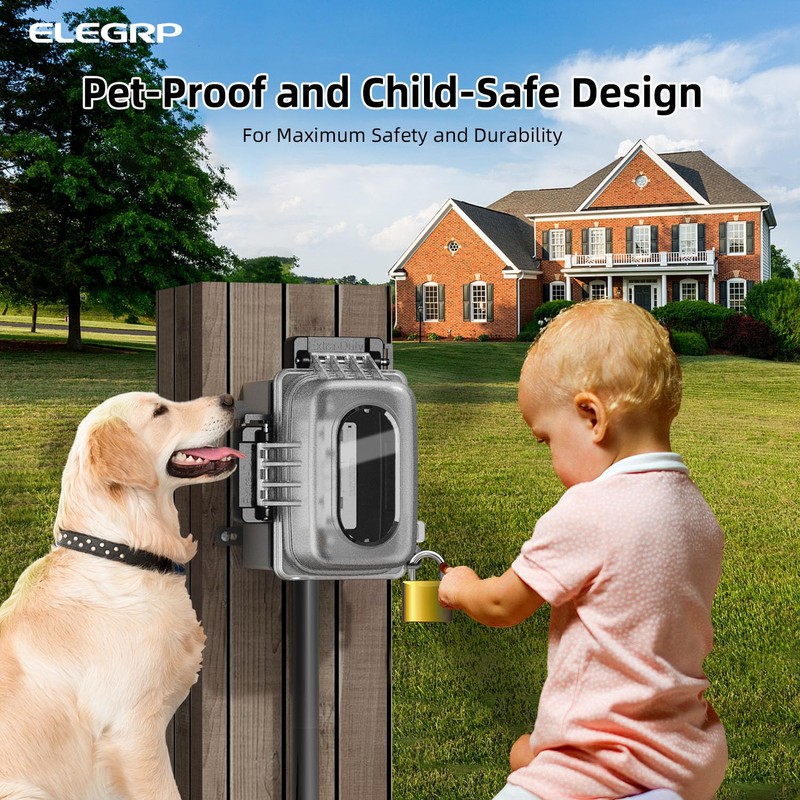 ELEGRP Weatherproof Outdoor Outlet In-Use Cover, Horizontal/Vertical Mount, Heavy-Duty Clear