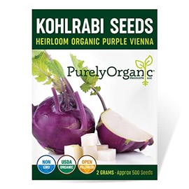 Purely Organic Kohlrabi Seeds (Purple Vienna) - Approx 500 Seeds - Certified Organic, Non-GMO, Open Pollinated, Heirloom, USA Origin