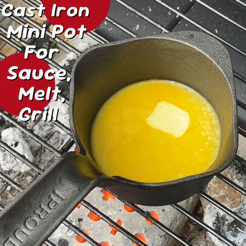 IPROUDER Cast Iron Sauce Pan and Basting Pot with BBQ