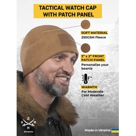 2SBR 2SABERS Tactical Winter Fleece Beanie with Patch Panel – Skull Watch Cap Hat Army