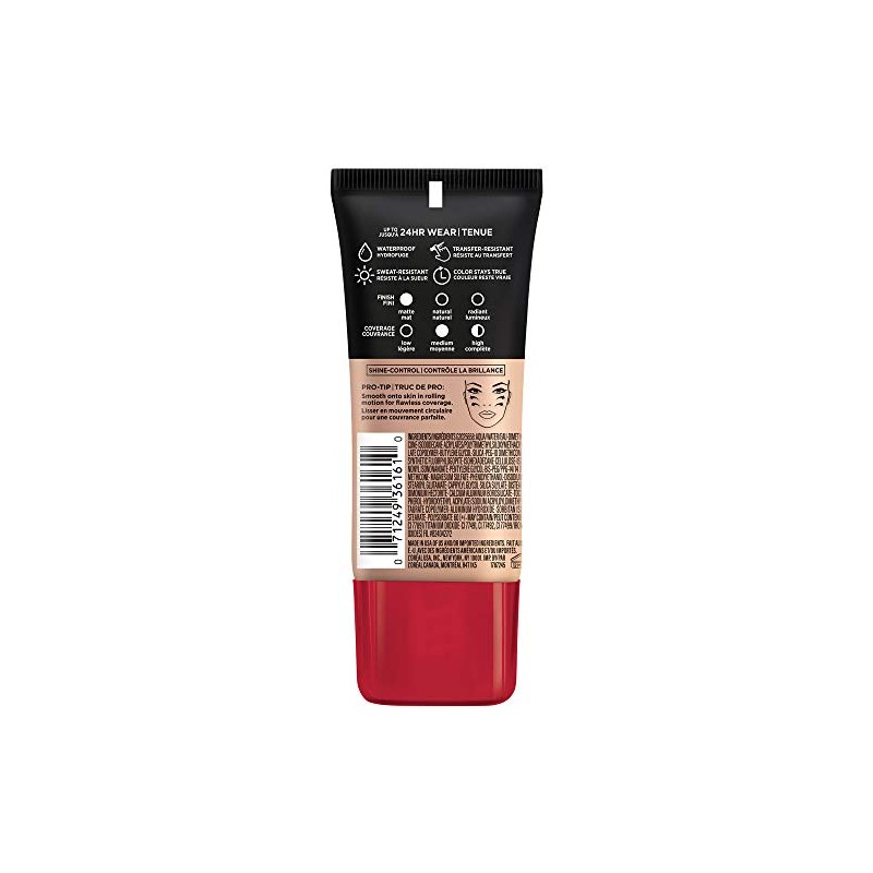 L'Oreal Paris Makeup Infallible Pro-Matte Liquid Longwear Foundation, Shell 106.5,