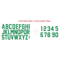 Fanbrilliant Total 64 Pieces 3 Inch Iron On Letters & 3 Inch Numbers Total 64 Pieces Double A to Z Iron On Transfer Letters for Sport Jersyes T Shirts Team Name Patches (Green)